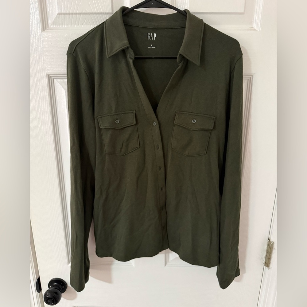 GAP Olive Green Button-Up Shirt